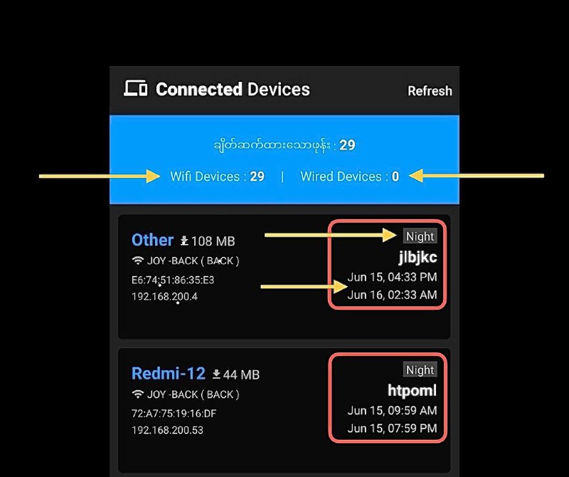 ဒီတစ်ခေါက် Update ရဲ့Connected Devices ထဲမှာ အရင် Version အဟောင်းထဲကလို Wireless နဲ့ Wired ဆိုတာကို ပြန်ပြီးတော့ ခွဲပြပေးထားပါတယ်။  ပြီးတော့ Voucher နဲ့ သုံးနေတဲ့ Devices တွေမှာလည်းVoucher Code ကို စတင်သုံးတဲ့ အချိန်နဲ့ Expired ဖြစ်မယ့်အချိန်ကိုလည်း ပိုပြီးရှငိးသွားအောင်Date ရယ် / နာရီအတွက် AM/PM တွေ ပါဝင်လာပါမည်။ Update မှာ ပြောင်းလဲလာမယ့် နောက် feature တွေကိုလည်းPost တွေထပ်တင်ပေးသွားပါမည်။  App Update က လကုန်လောက်မှာ ထွက်ရှိလာပါမည်။ #ruijieVoucherManager#timeCodeManager