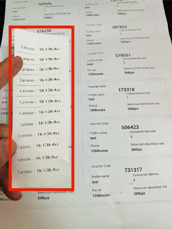 Ruijie ရဲ့ Test Voucher Code 12 ခုကိုကျွန်တော်တို့ Ruijie Voucher Manager ကနေ ထုတ်ထားတာ ( အနီနဲ့ပြထား ) နဲ့Ruijie Cloud Web ကနေ Print ထုတ်ထားတဲ့ပုံပါ -------Ruijie Voucher Manager App ရဲ့အားသာချက်ကတော့ ကွန်ပျူတာမရှိတဲ့သူတွေအတွက် ဖုန်းလေးနဲ့ အလွယ်တစ်ကူ Print ထုတ်လို့ရတာပဲဖြစ်ပါတယ် App Download ဆွဲရန် 