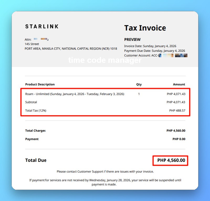ကျွန်တော်တို့နား လစဉ်ဘေဆောင်နေတဲ့အထဲကAdmin Role ပေးထားတဲ့ စက်တစ်ချို့ဘေဆောင်စျေးနှုန်း ၁၂ လတိတိလစဉ် ၁ သိန်းဝန်းကျင်သက်သာတဲ့ Starlink ရဲ့ 20% Off Promotion ယူပေးလိုက်လို့ရသွားတဲ့  Invoice လေးတွေပါ။ ပုံမှန်ဘေ 530000 ကနေ420000 ဝန်းကျင်လောက်ပဲဆောင်ရတော့မှာဖြစ်ပါတယ်။ ပိုလန်းသွားတာက ၁ နှစ်လုံး ဒီစျေးနဲ့ဖြစ်သွားတာပါ။ Plan လဲမပြောင်း၊ လိုင်းလည်းအရင်အတိုင်း၊ Region လဲ အရင်အတိုင်းကိုမှစျေးသက်သာသွားတာပါ။ ကျွန်တော်တို့နား လစဉ် ဘေပြောင်းဆောင်မယ့်သူတွေအနေနဲ့လည်းဘေမတောင်းခင် ၄ ၅ ရက်ကြိုတင်ပြီး လာရောက်ပြောပြီးဆောင်မယ်ဆိုရင် အခုလိုမျိုး 20% Off Promotion လေးကြိုးစားပြီးလုပ်ပေးပါမည်။ အခု promotion ကလည်း 2026 feb အထိပဲ ရရှိမှာဖြစ်လို့
အဲ့ဒီနောက်ပိုင်းဆိုရင်တော့ အခု စျေးသက်သာတဲ့ promotion ရချင်ရင်တောင်
မလွယ်တော့ပါဘူး။——————-Bill ဆောင်စျေးနှုန်း- ဖိလစ်ပိုင် - 530000- ဂျပန် - 530000- အာဂျင်တီးနား - 380000( Bill ဆောင်တဲ့သူတိုင်းအတွက် Time Code Manager မှာ SVIP Member အဖြစ်ရရှိဦးမှာဖြစ်ပါသည်။ )  ————-ဘေဆောင်ရန်။📱 https://fb.me/ruijieapp📱 @mr_moonrider