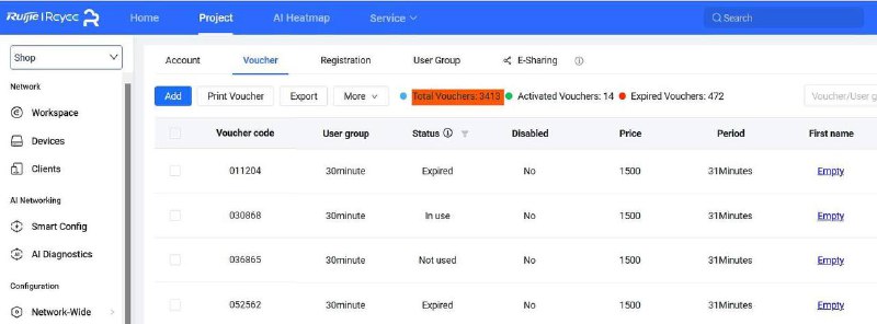 Voucher Code အသစ်တွေ Generate လုပ်လို့မရတော့ပဲ5,000 Limit Error ပြနေတယ်ဆိုရင် မသုံးထားသေးတဲ့ Voucher တွေ 5000 ကျော်နေပြီလားစစ်ကြည့်ပါ။ အကယ်လို့ မသုံးထားသေးတဲ့ Voucher တွေ 5000 ကျော်နေပြီဆိုရင်တော့5000 အောက်ရောက်အောင် ဖျက်ပြီးမှ ကုဒ်အသစ်တွေ ထပ်ထုတ်လို့ရမှာဖြစ်ပါတယ်။ ဖုန်းနဲ့ဆိုရင်တော့ တစ်ခုစီပဲဖျက်လို့ရတော့ အချိန်တော်တော်ပေးရပါတယ်။ကွန်ပျူတာရှိတဲ့သူတွေကတော့ ruijie cloud web ကနေ select အများကြီးလုပ်ပြီး ဖျက်လို့ရပါတယ်။ ကျွန်တော်တို့ Time Code Manager ( Ruijie Voucher Manager ) update မှာလည်းအများကြီးတစ်ခါတည်းဖျက်လို့ရအောင် ထည့်ပေးလာမှာပါ။ လက်တလော App update မထွက်ခင် အခုလိုမျိုး ကြုံနေရလို့ ဖျက်ဖို့မလွယ်ရင်ကျွန်တော်တို့ကို Ruijie Account ပို့ပေးပါ။ ကျွန်တော်တို့ ကူညီပြီး ဖျက်ပေးပါမည်။အဲ့အတွက်လည်း အခကြေးငွေပေးစရာမလိုပါ။( ကျွန်တော်တို့ Time Code Manager ( Ruijie Voucher Manager ) ဝယ်သုံးထားတဲ့သူတော့ဖြစ်ရပါမယ်။ ဒါမှမဟုတ် ဘေဆောင်နေကြဆိုရင်လည်း ကူညီပေးပါမည်။ ) #ruijieVoucherManager