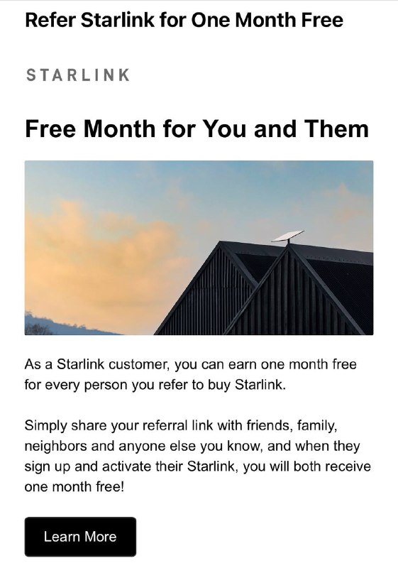 Starlink ဘက်ကနေ email ပို့လာပါတယ်။ အကြောင်းရင်းကတော့စက်အသစ်ဝယ်ဖို့ Refer လုပ်လိုက်မယ်ဆိုရင်အဲ့ဒီစက်အသစ်က Activate လုပ်တာနဲ့ကိုယ့်စက်အတွက်ရောအဲ့ဒီစက်အသစ်အတွက်ပါ ၁ လစာ Free ရမယ်ပြောတာပါ။ သေချာတော့ မစမ်းရသေးပေမယ့်စက်အသစ် activate လုပ်တာအတွက် refer ထည့်ပေးလို့ရတယ်ဆိုရင်တော့ နှစ်ဦးနှစ်ဖက် win - win ဖြစ်ပြီး ၁ လစာ free ကိုယ်စီရမှာဖြစ်ပါတယ်အဲ့လိုသာဆို စက်အသစ်ပိုင်ရှင်တွေလည်းactivate အတွက် ပိုက်ဆံမကုန်တော့ပဲ၁ လ free သုံးခွင့်ရမှာဖြစ်ပါတယ်။ ( တကယ်သာဆို activate free လုပ်ပေးတာတွေ ဖြစ်လာတော့မှာပါ )-----လစဉ်ကြေးဆောင်ဖို့ ဆက်သွယ်ရန်@mr_moonrider+959259411186 ( viber )Starlink ဘက်ကနေ email ပို့လာပါတယ်။ အကြောင်းရင်းကတော့စက်အသစ်ဝယ်ဖို့ Refer လုပ်လိုက်မယ်ဆိုရင်အဲ့ဒီစက်အသစ်က Activate လုပ်တာနဲ့ကိုယ့်စက်အတွက်ရောအဲ့ဒီစက်အသစ်အတွက်ပါ ၁ လစာ Free ရမယ်ပြောတာပါ။ သေချာတော့ မစမ်းရသေးပေမယ့်စက်အသစ် activate လုပ်တာအတွက် refer ထည့်ပေးလို့ရတယ်ဆိုရင်တော့ နှစ်ဦးနှစ်ဖက် win - win ဖြစ်ပြီး ၁ လစာ free ကိုယ်စီရမှာဖြစ်ပါတယ်အဲ့လိုသာဆို စက်အသစ်ပိုင်ရှင်တွေလည်းactivate အတွက် ပိုက်ဆံမကုန်တော့ပဲ၁ လ free သုံးခွင့်ရမှာဖြစ်ပါတယ်။ ( တကယ်သာဆို activate free လုပ်ပေးတာတွေ ဖြစ်လာတော့မှာပါ )-----လစဉ်ကြေးဆောင်ဖို့ ဆက်သွယ်ရန်@mr_moonrider+959259411186 ( viber )